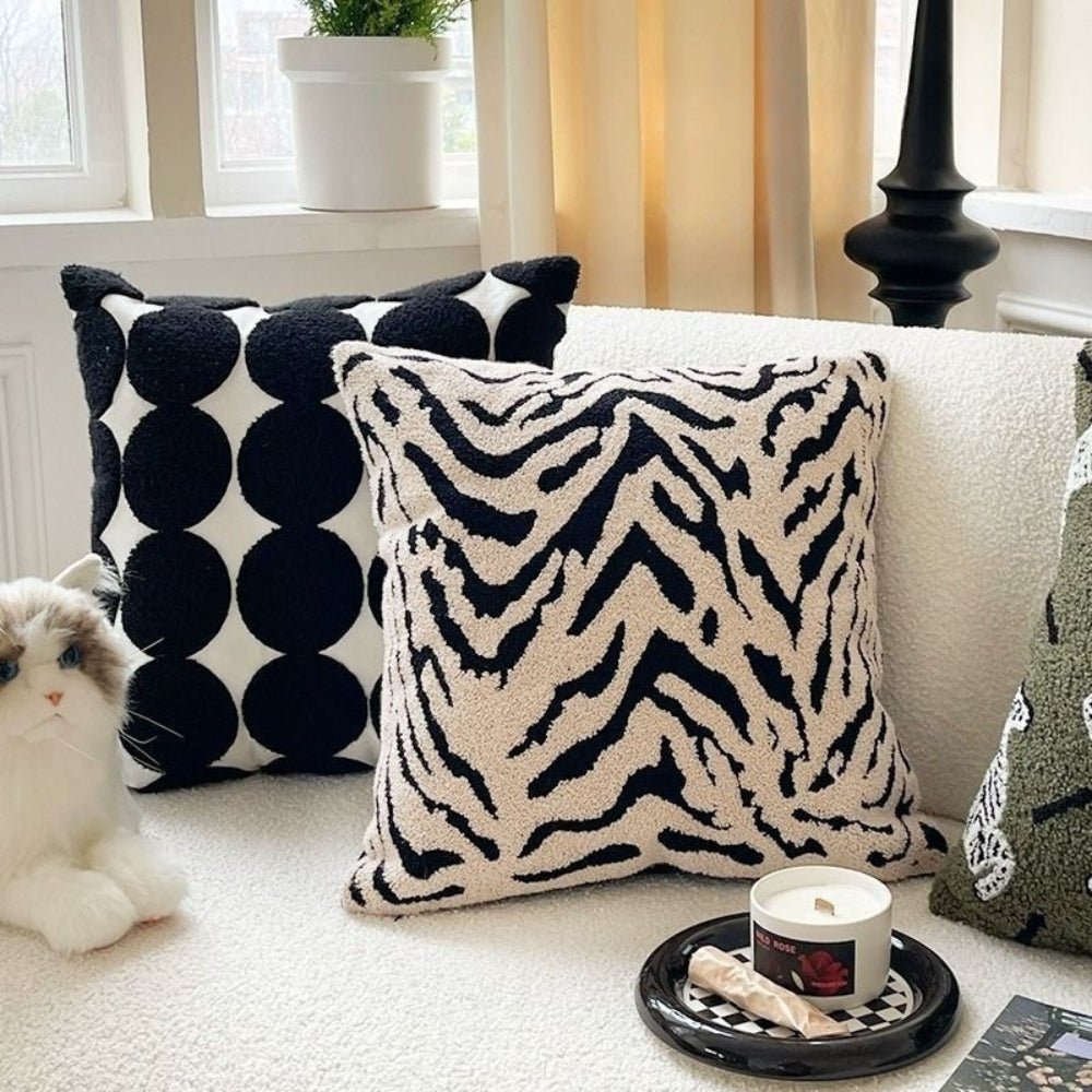 White Tiger Stripe Cushion Cover