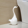 Toilet brush set – Elegant white design – Durable brush with plastic handle for bathroom organization