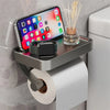Toilet paper holder – Stainless steel – Wall-mounted with shelf – Modern bathroom accessory