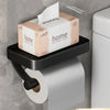 Toilet paper holder – Stainless steel – Wall-mounted with shelf – Modern bathroom accessory