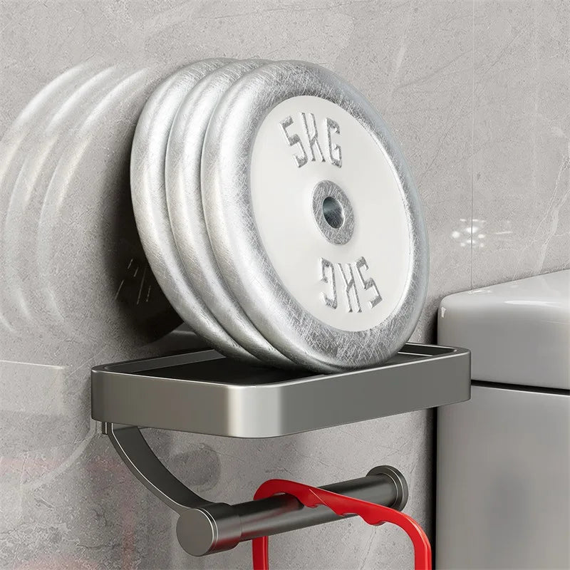 Toilet paper holder – Stainless steel – Wall-mounted with shelf – Modern bathroom accessory