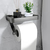 Toilet paper holder – Stainless steel – Wall-mounted with shelf – Modern bathroom accessory