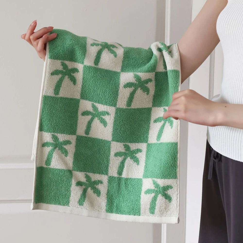 Towel set – Cotton – Cactus and palm design – Beach or spa use – Absorbent and durable