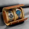Luxury leather watch roll travel case with soft suede interior, 3-slot storage organizer for men’s wristwatches