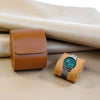 Luxury leather watch roll travel case with soft suede interior, 3-slot storage organizer for men’s wristwatches