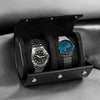 Luxury leather watch roll travel case with soft suede interior, 3-slot storage organizer for men’s wristwatches