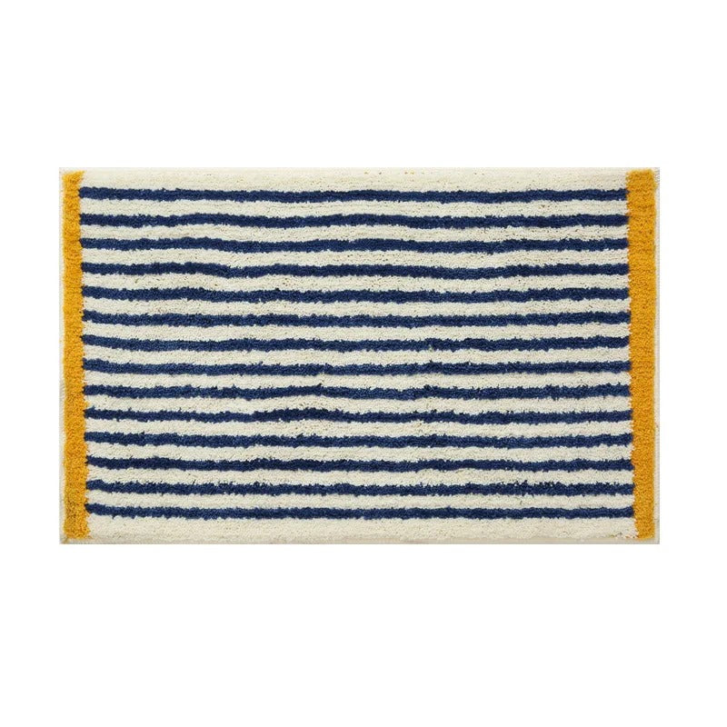 Tufted bath mat – Soft polyester – Modern blue stripe design – Anti-slip for bathroom and kitchen