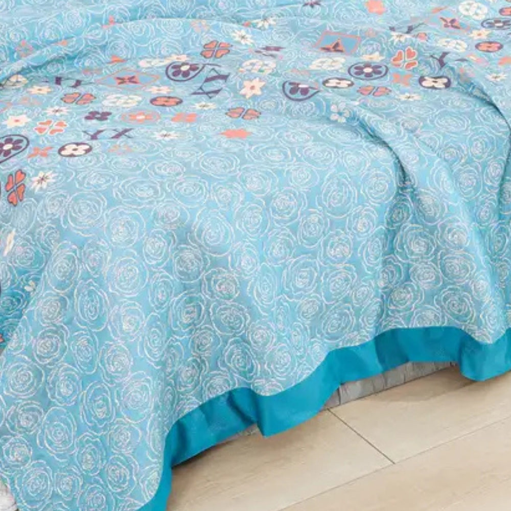 Turquoise Floral Glam Gauze Blanket