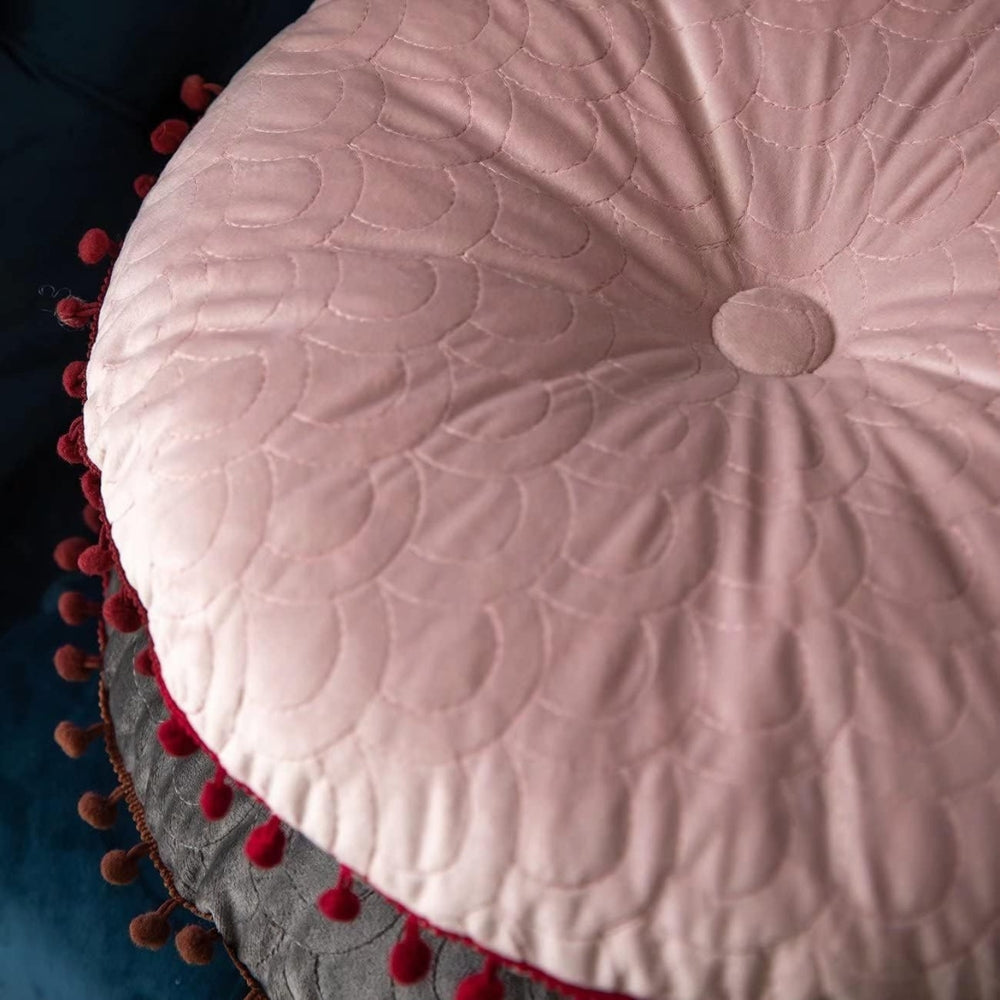 Veloura Round Vintage Quilted Ottoman Cushion Pad