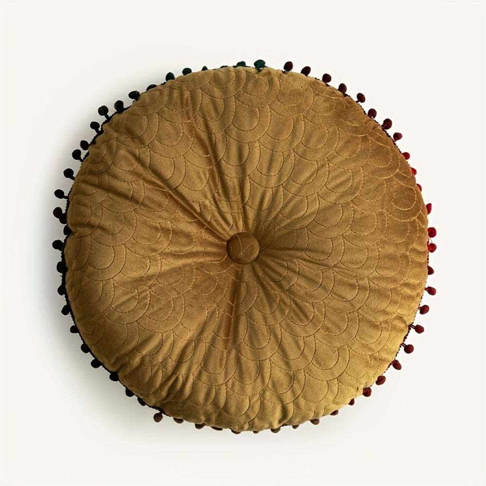 Veloura Round Vintage Quilted Ottoman Cushion Pad
