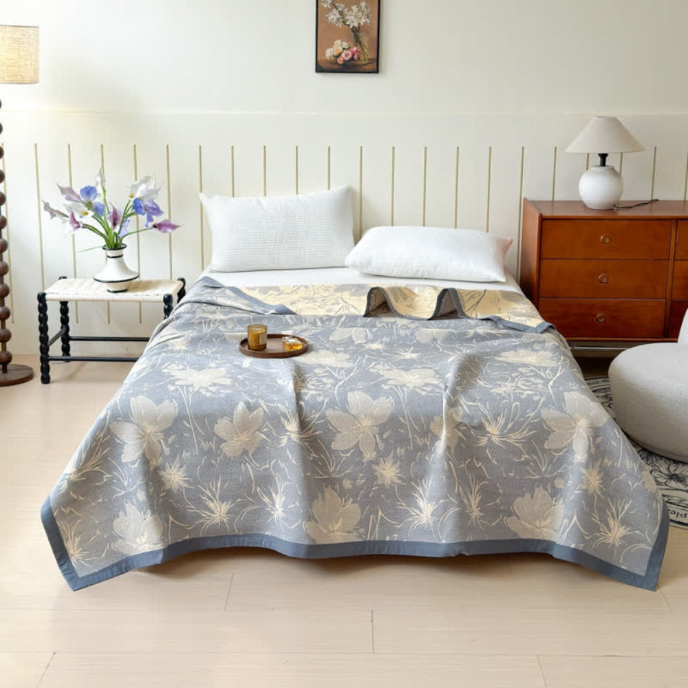 Velurelle Reversible Cotton Floral Blanket