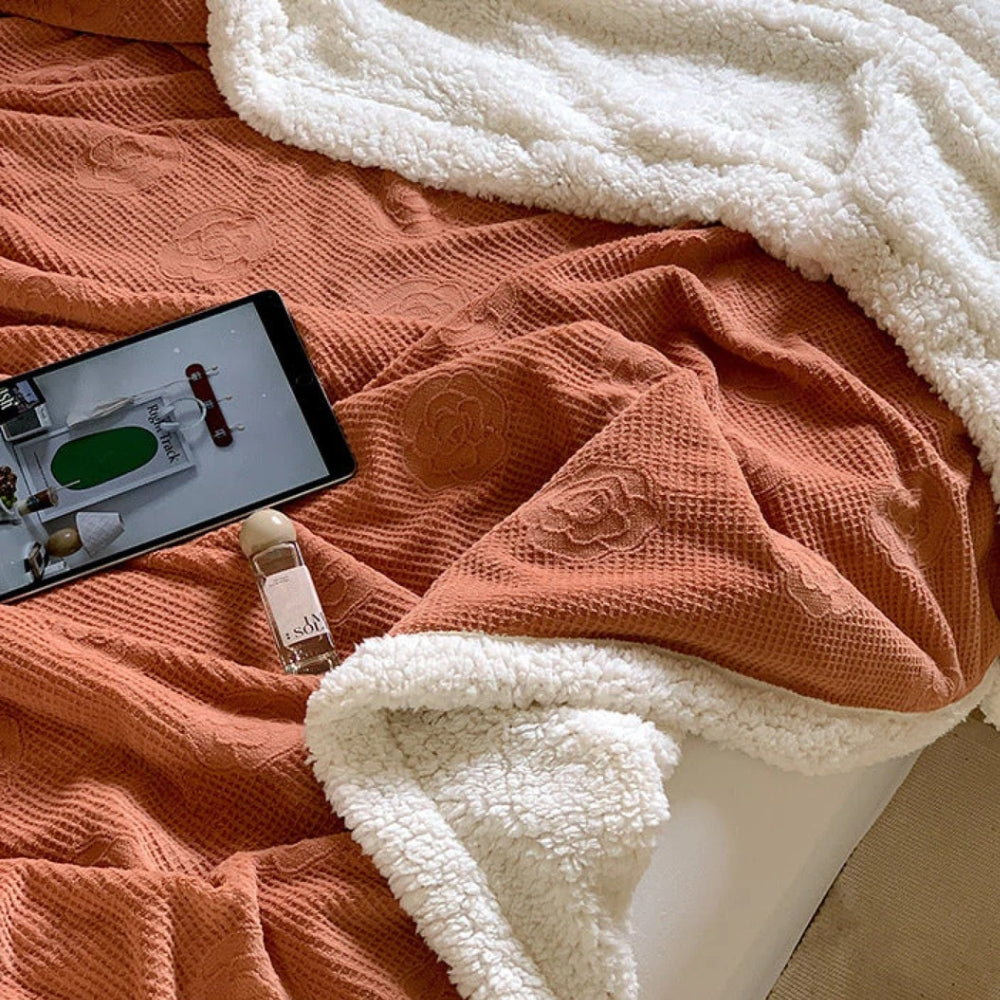 Solène Floral Embossed Sherpa Blanket