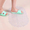 Purple oval non-slip shower mat with strong suction cups, PVC bathroom safety floor mat for tub or shower