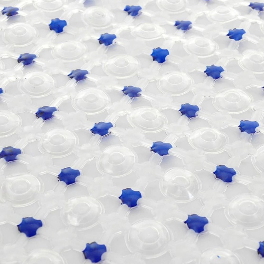 Purple oval non-slip shower mat with strong suction cups, PVC bathroom safety floor mat for tub or shower
