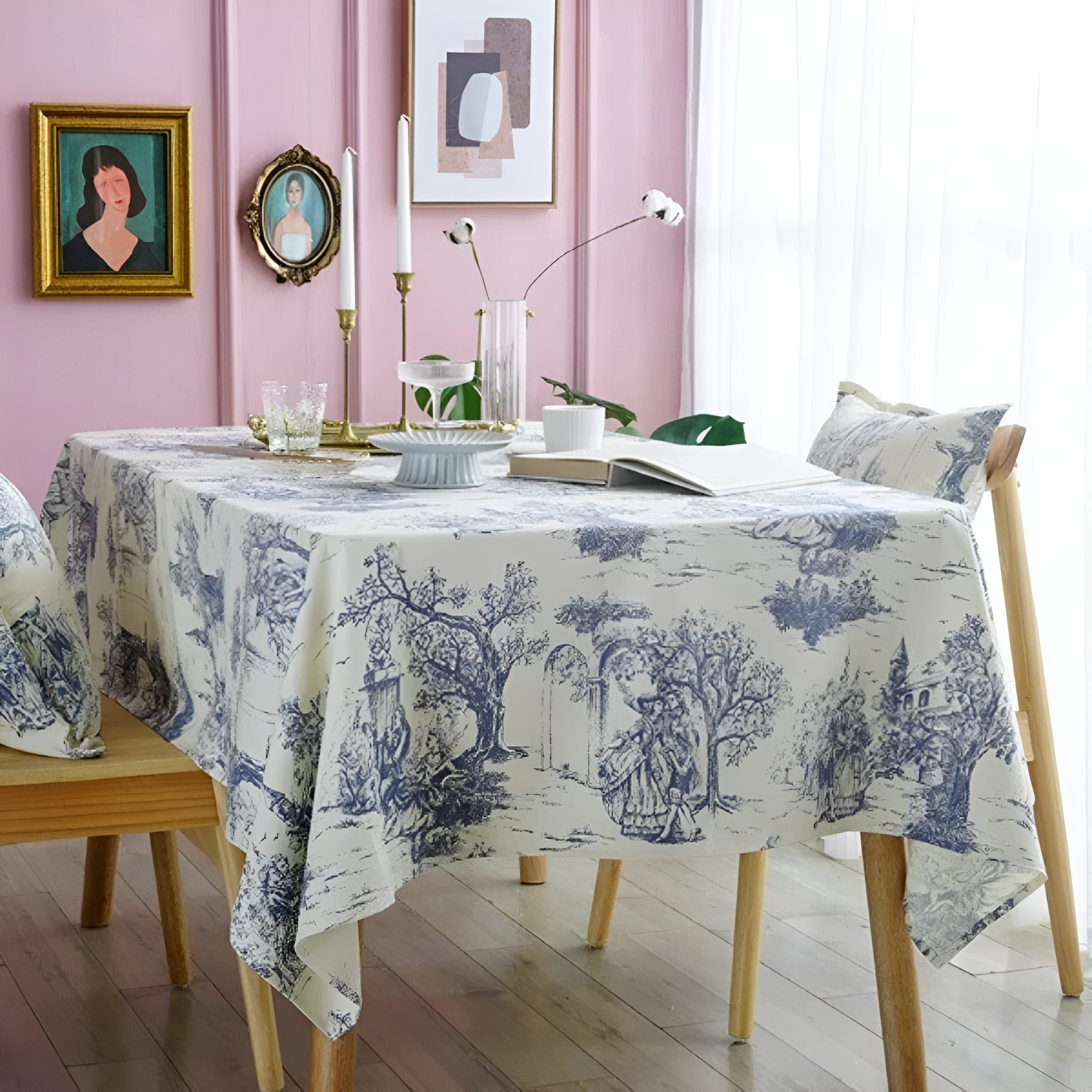 French Classic Blue Vintage Dining Tablecloth
