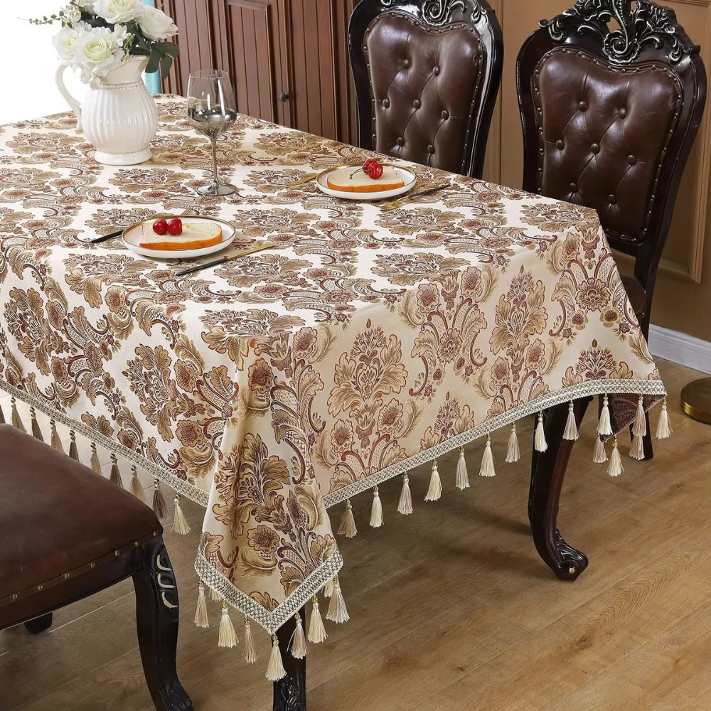 Vintessa Vintage Embroidered Tassel Tablecloth