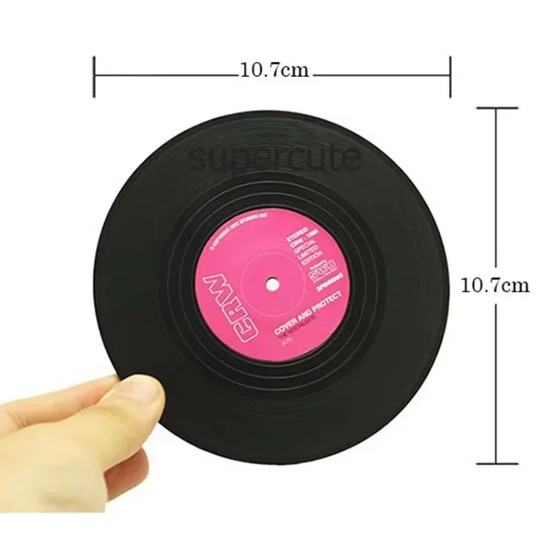 Vinyl record coasters – Retro design – Set of 6 – Durable and anti-slip drink mats