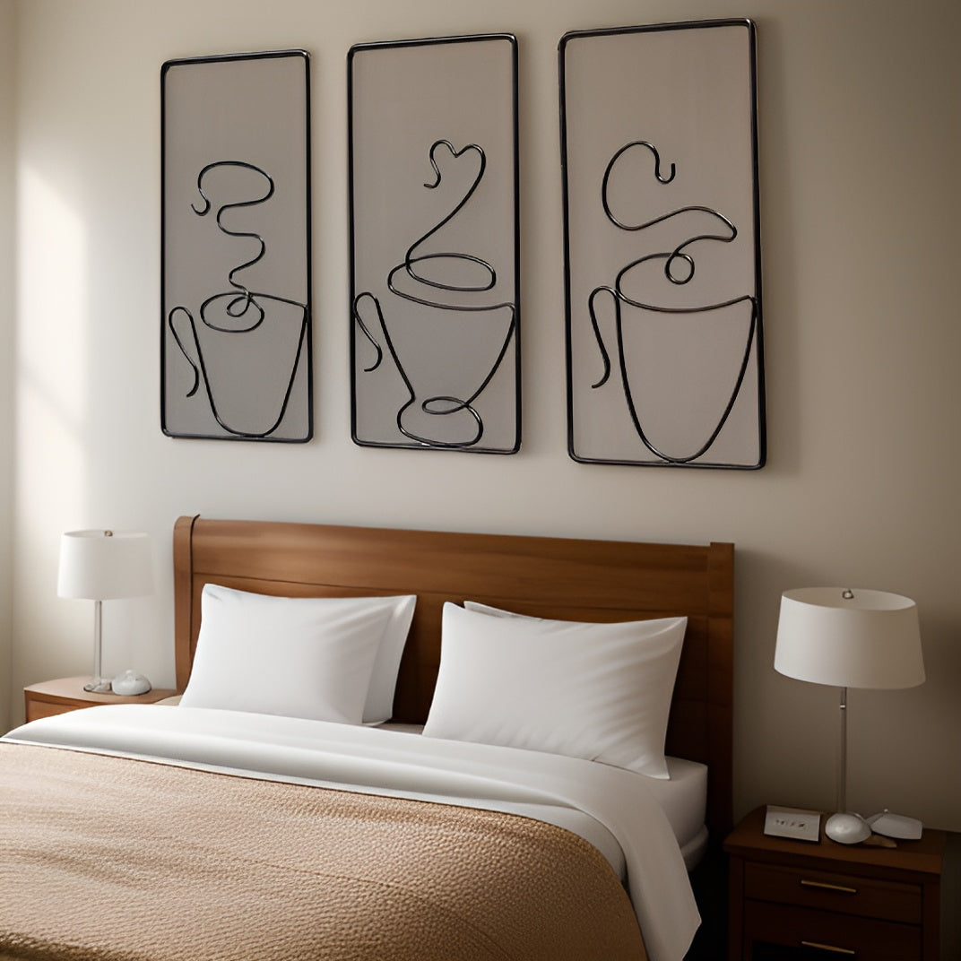 Wall art – Black iron coffee cup design – Creative indoor and outdoor wall decor