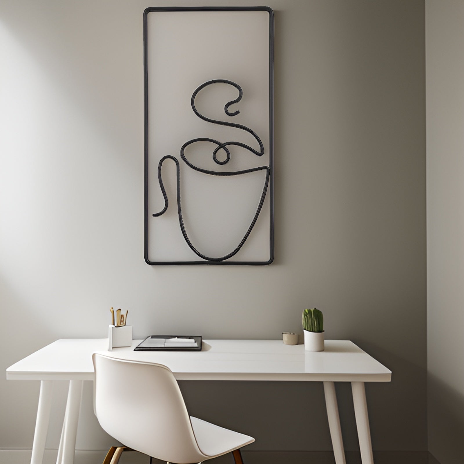 Wall art – Black iron coffee cup design – Creative indoor and outdoor wall decor