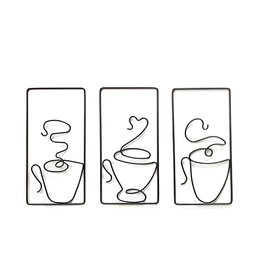 Wall art – Black iron coffee cup design – Creative indoor and outdoor wall decor