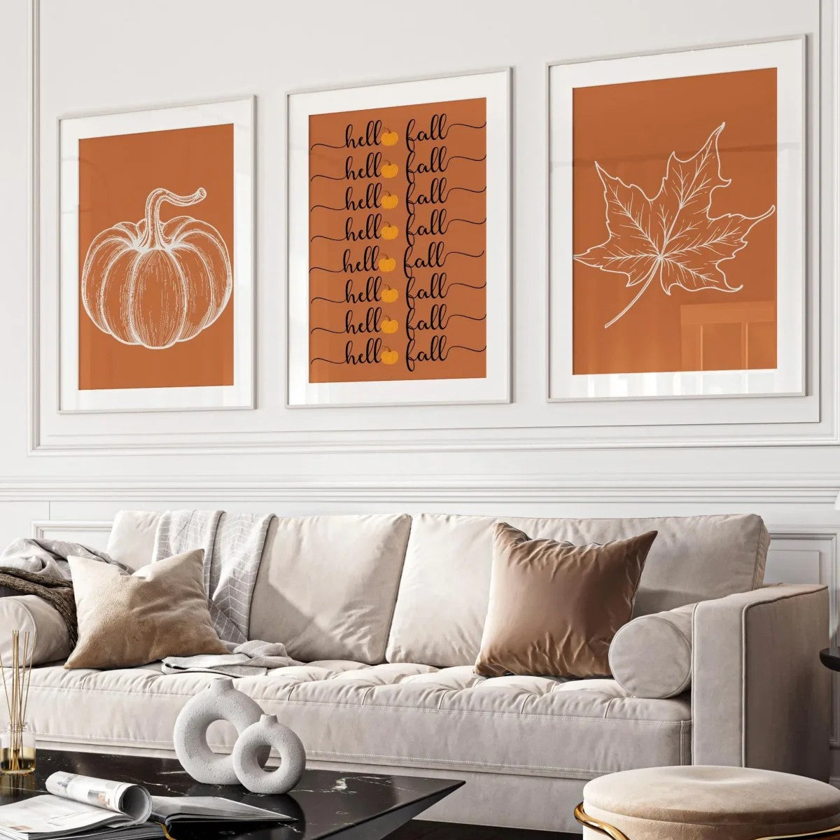 Wall art set – Unframed prints – Warm autumn tones – Cozy fall decor – 16 x 24 in