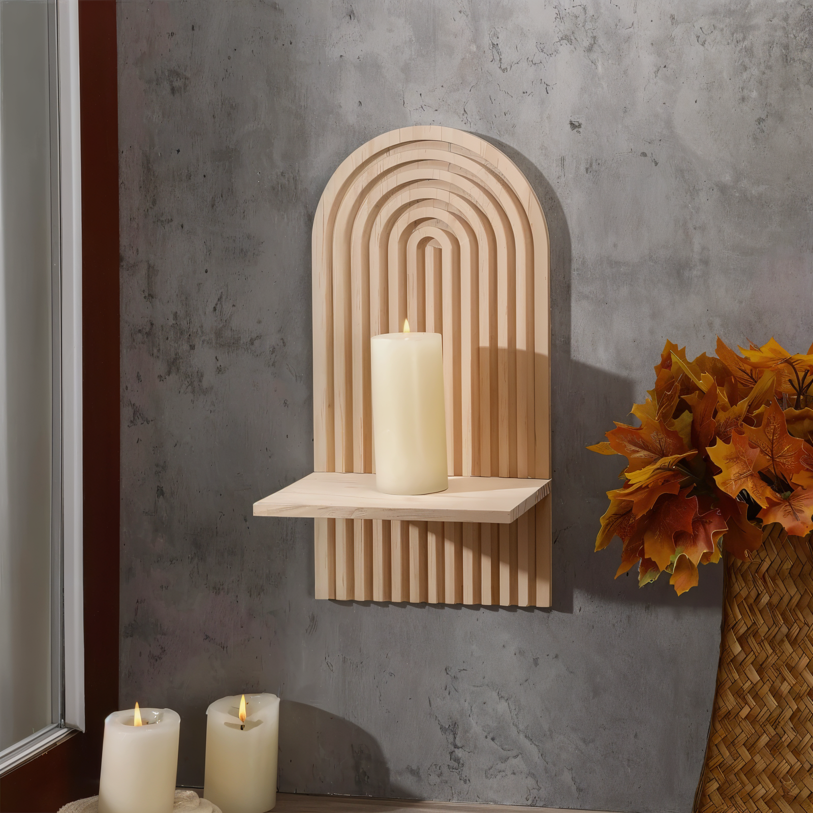 Wall shelf – Minimalist wood – Arch design – Scandinavian style – 6.7 x 4.7 x 13.8 in