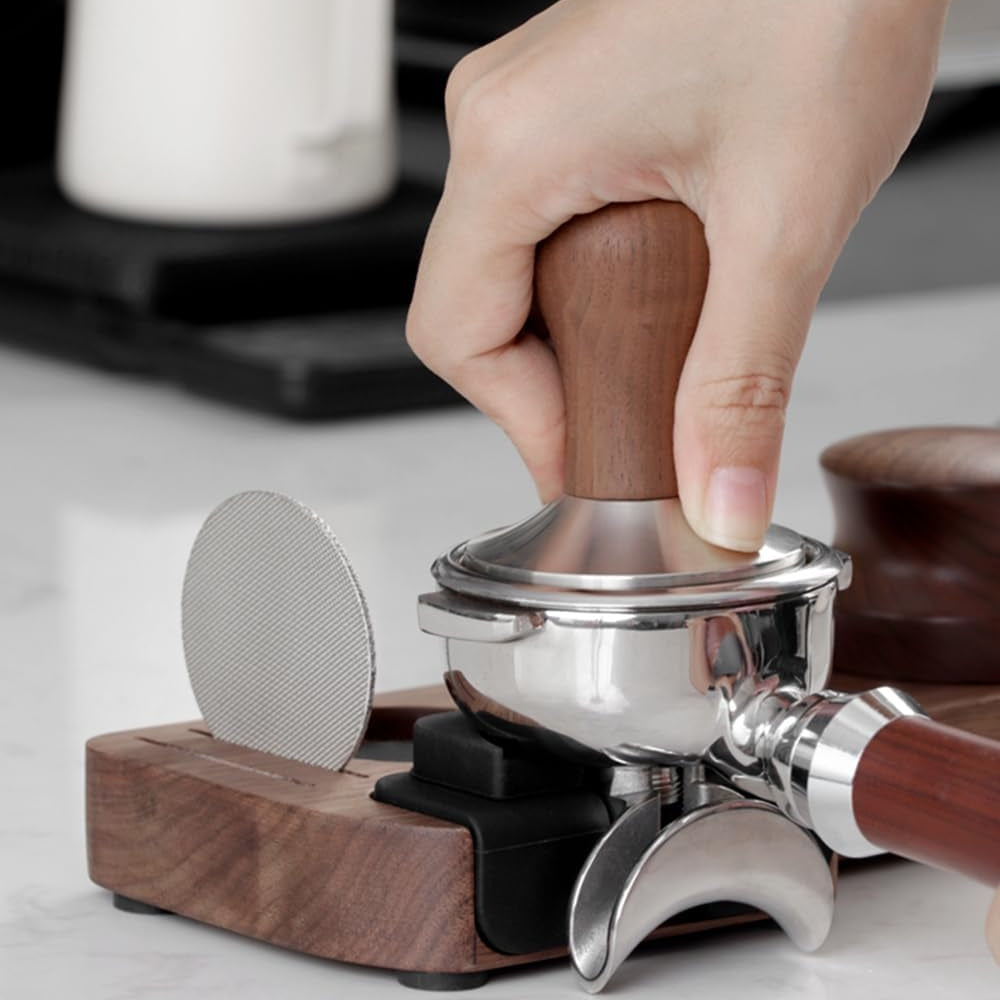 Walnut Espresso Tamper Station Coffee Bar Stand