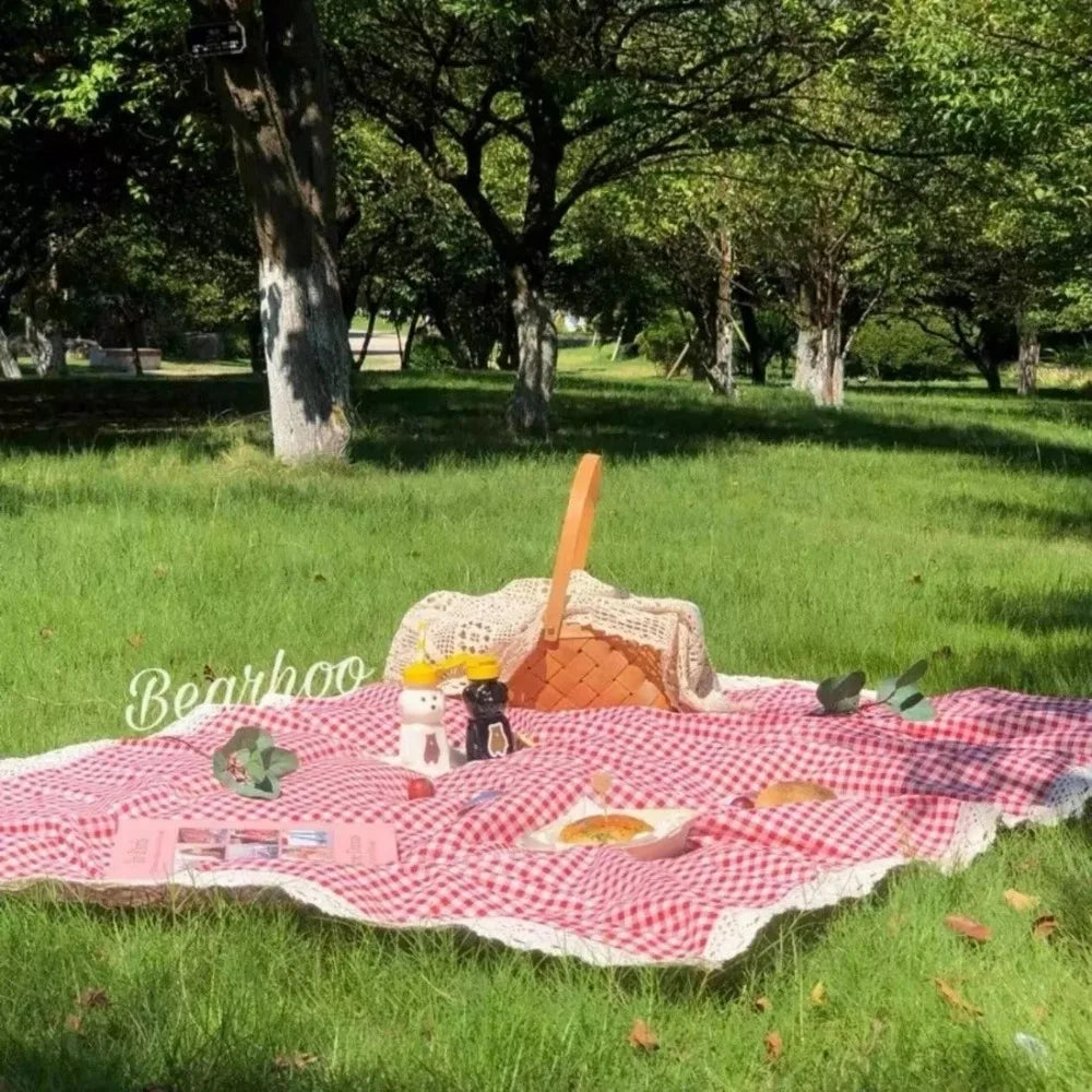 Picnic Mat - Thickened Red Checkered Outdoor Blanket, Multiple Sizes Available