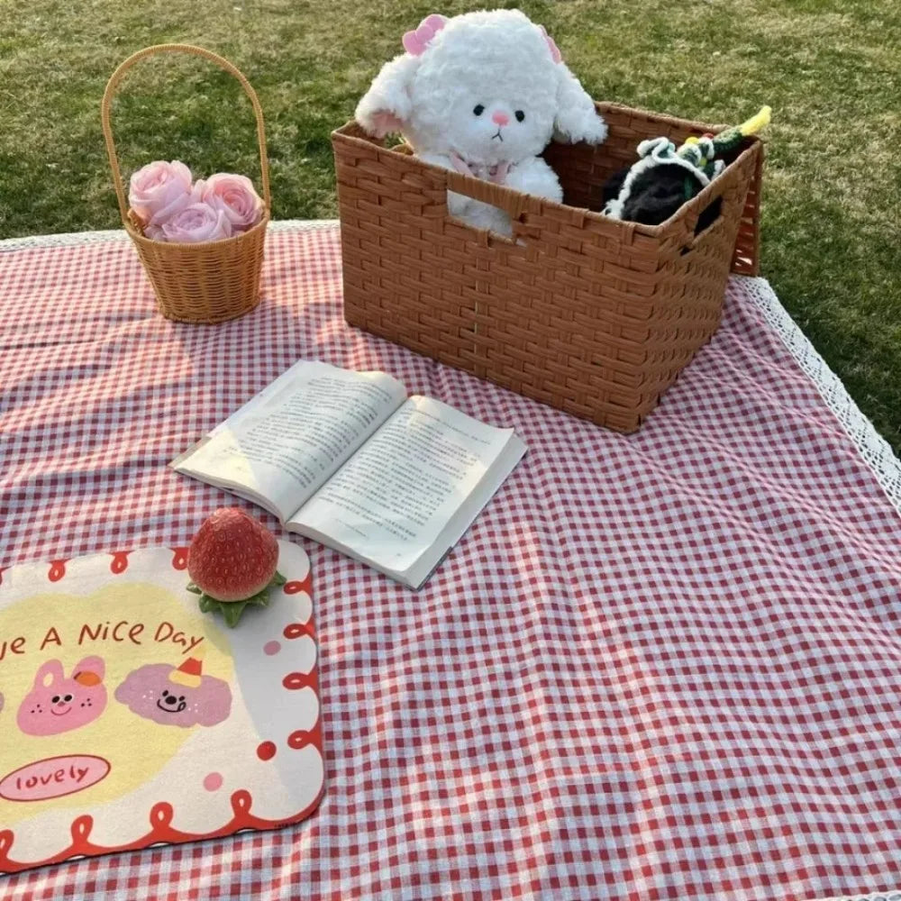 Picnic Mat - Thickened Red Checkered Outdoor Blanket, Multiple Sizes Available