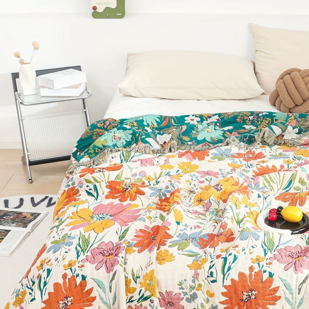 Wildflower Garden Cotton Blanket