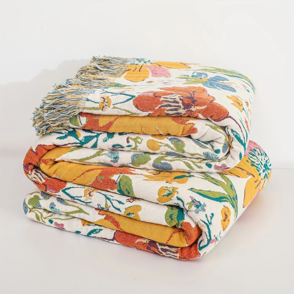 Wildflower Garden Cotton Blanket