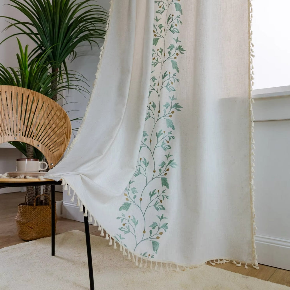 Willow Floral Elegance Tassel Curtain