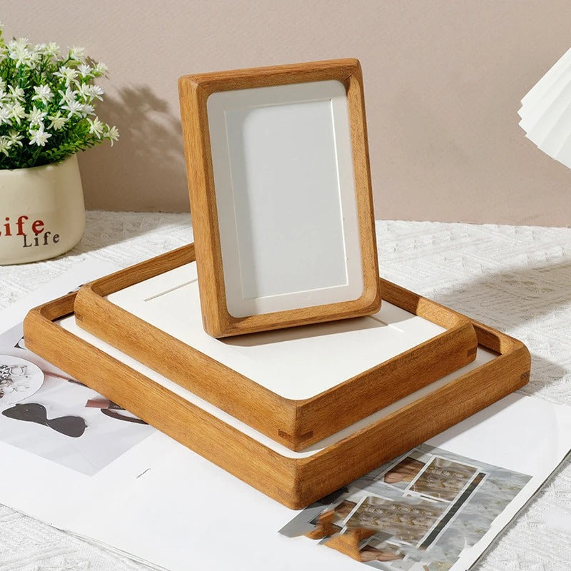 Wood photo frame – Handcrafted solid wood – Elegant rounded corners – Versatile decor for home or office