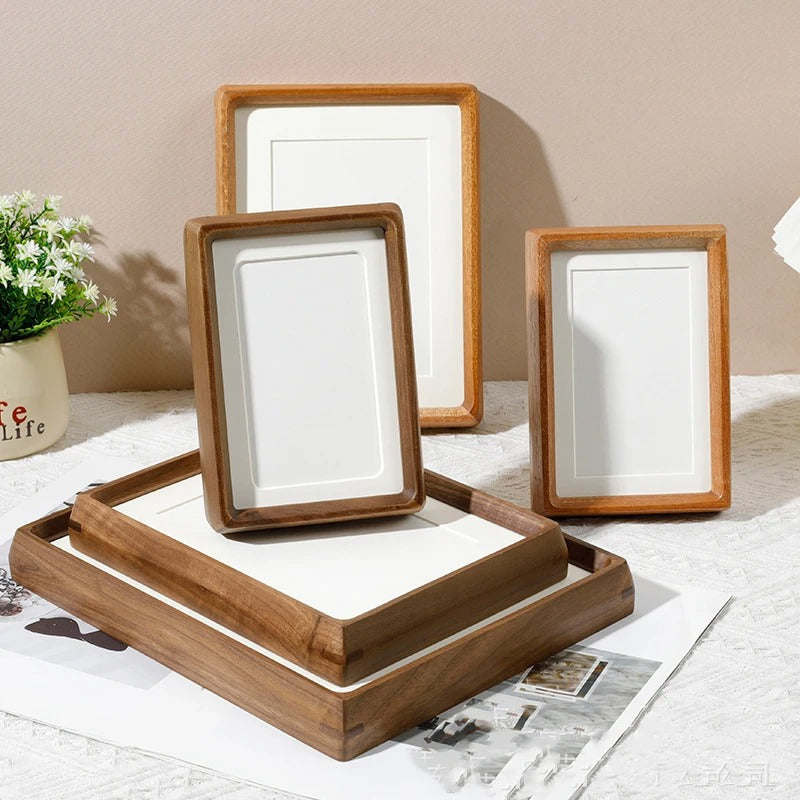 Wood photo frame – Handcrafted solid wood – Elegant rounded corners – Versatile decor for home or office