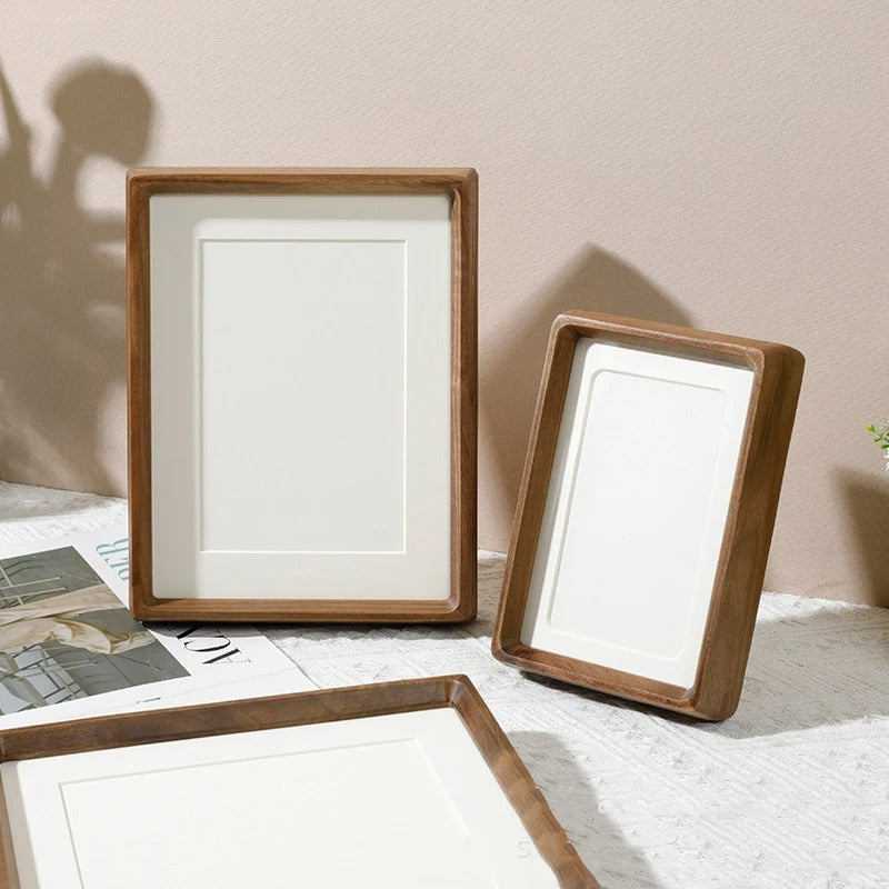 Wood photo frame – Handcrafted solid wood – Elegant rounded corners – Versatile decor for home or office