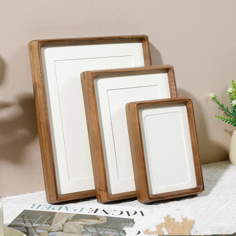 Wood photo frame – Handcrafted solid wood – Elegant rounded corners – Versatile decor for home or office