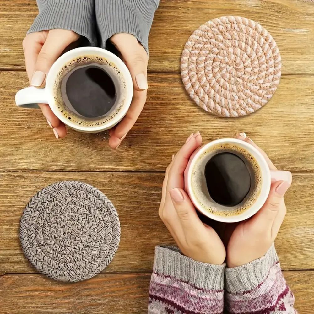 Woven Whirl Coaster Set | 8Pcs Set