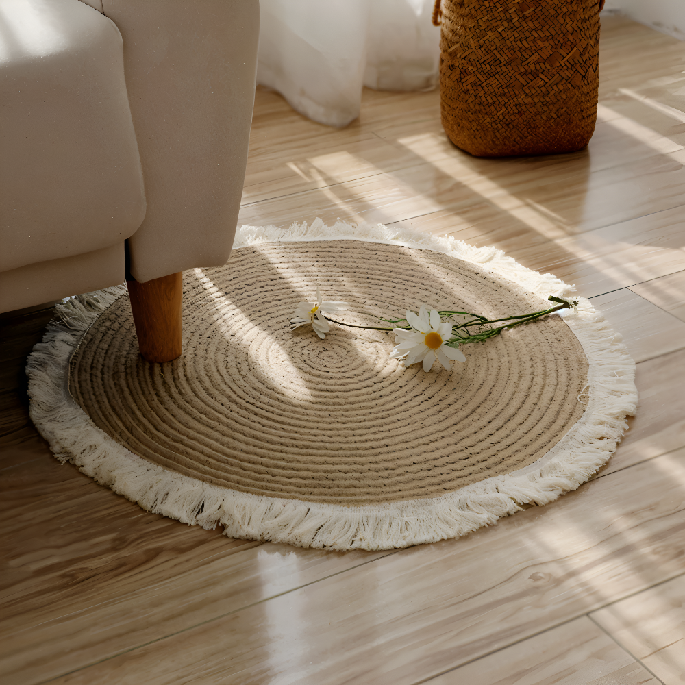 Woven rug – Handcrafted scrim – Vintage Japanese design – Plush and anti-slip – 18 to 39 inch in diameter