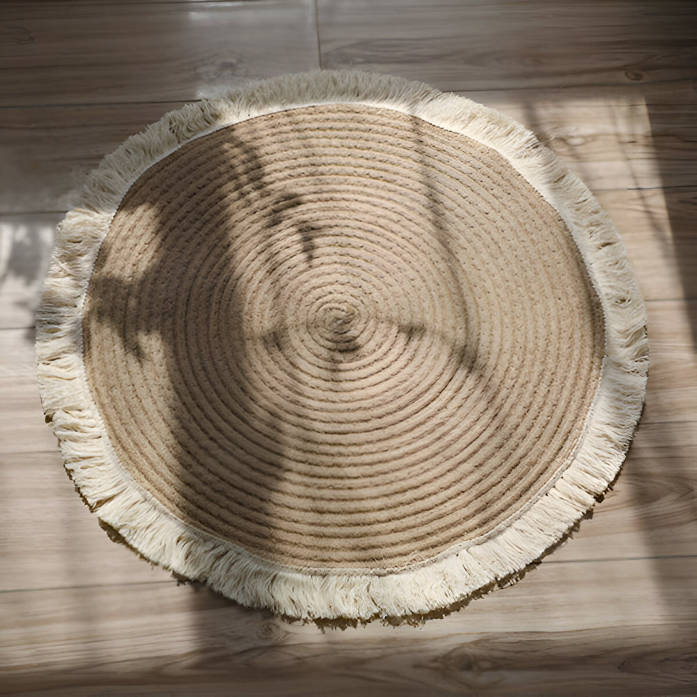 Woven rug – Handcrafted scrim – Vintage Japanese design – Plush and anti-slip – 18 to 39 inch in diameter
