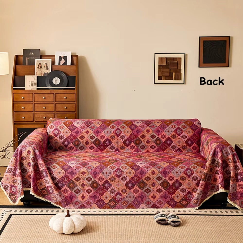 Zahara Geometric Tribal Kilim Sofa Cover