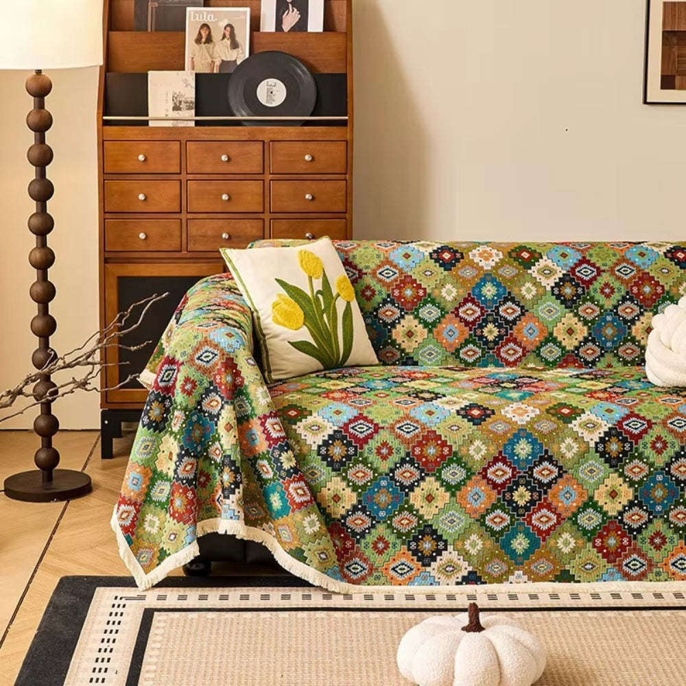 Zahara Geometric Tribal Kilim Sofa Cover