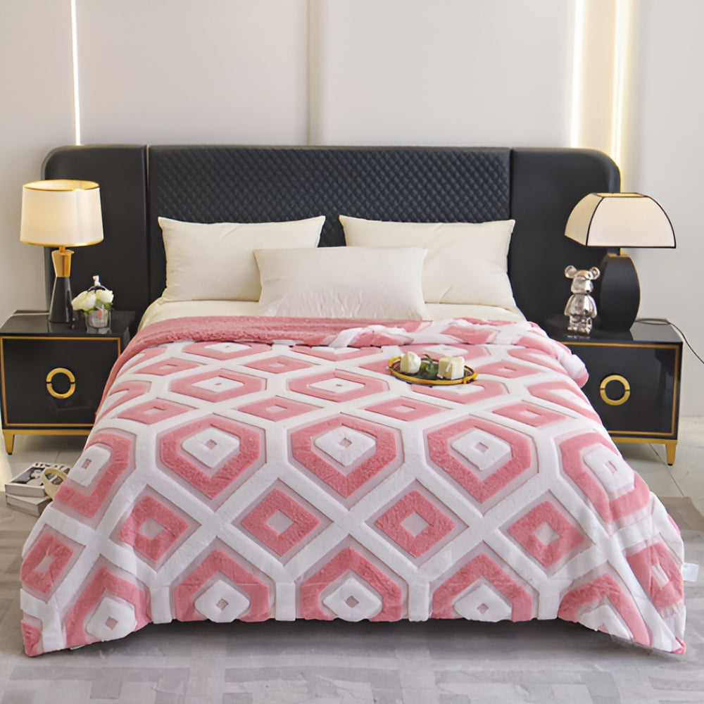 Zyra Double Layer Geometric Throw Blanket