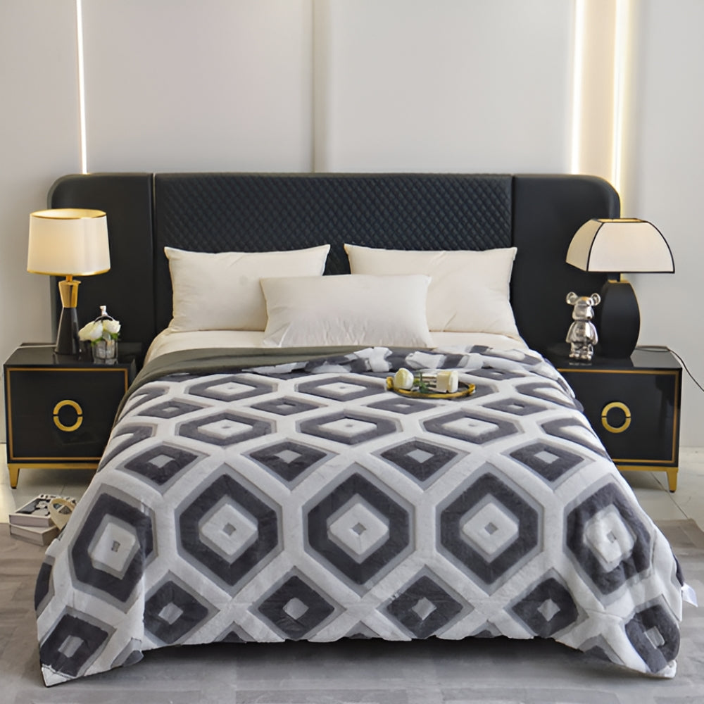 Zyra Double Layer Geometric Throw Blanket