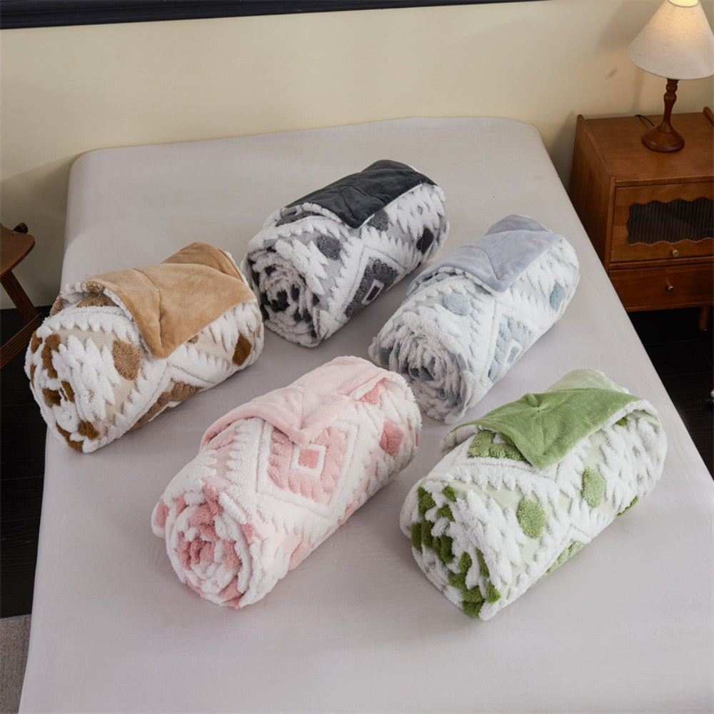 Zyra Double Layer Geometric Throw Blanket