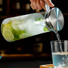 Glass water pitcher with handle and lid, heat-resistant juice carafe for iced tea, lemonade, and fruit infusions
