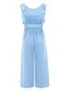 Ruffle Detail Belted Culotte Midi Straight Jumpsuit