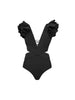 3D Floral Shoulder Detail Hollow Black Set