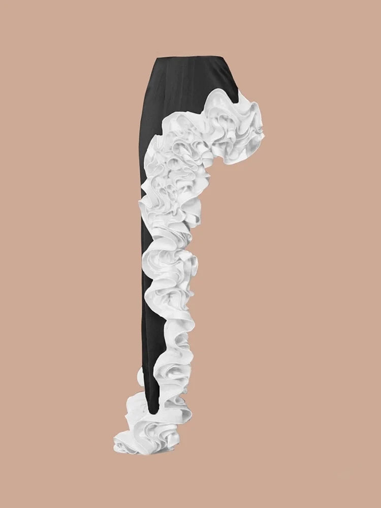 Ruffled V-Neck Mixed Colors Swimsuit Set