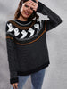 Literary Retro Ghost Pattern  Round Neck Knitted Sweater