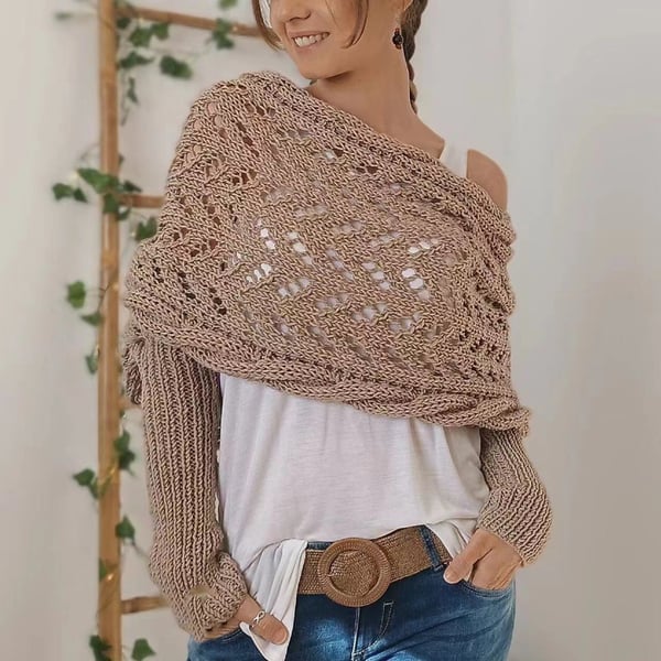 50% OFF | Zenina | Double sleeves shawl scarf